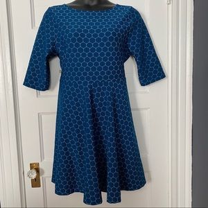 Leota 2X Teal Circle Dress with 3/4 length sleeve